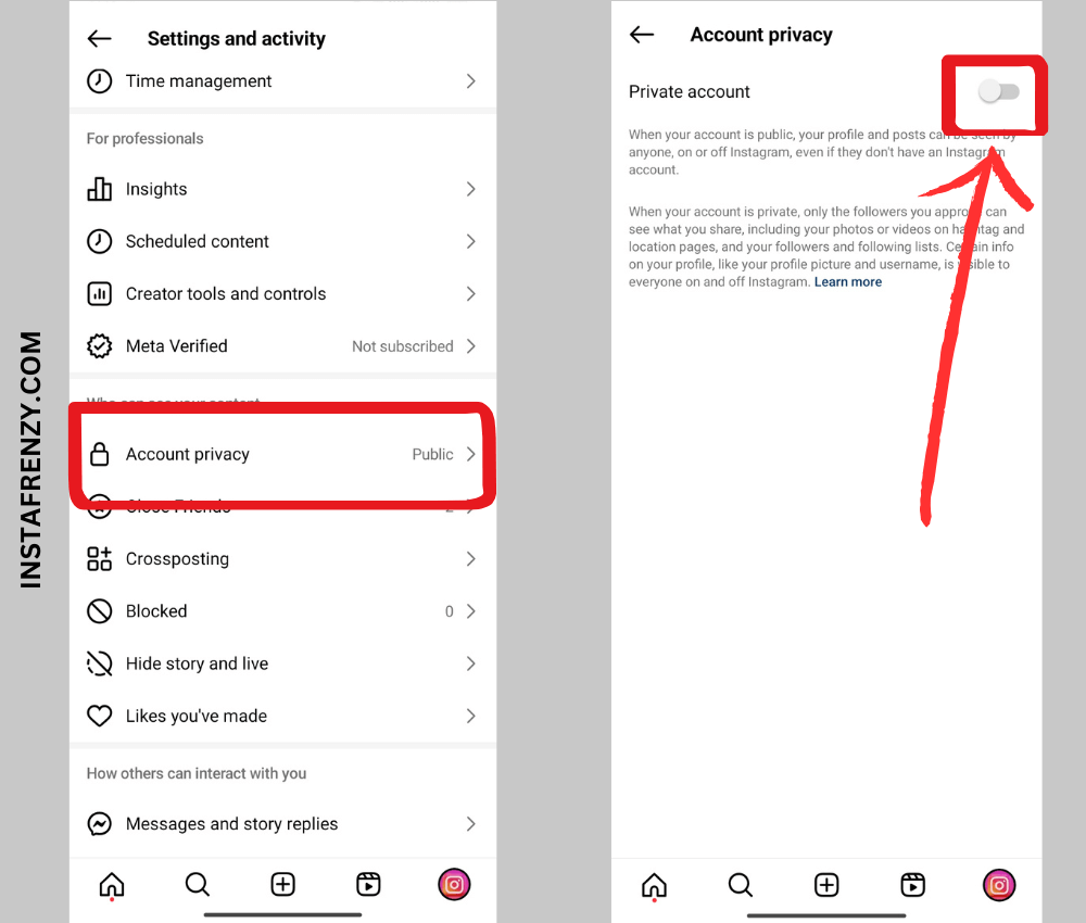 switch to a private account to hide reels from someone instagram