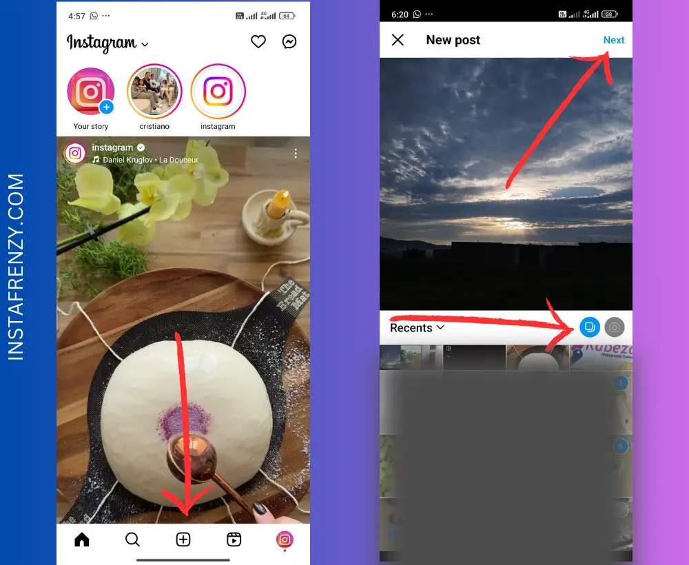 make a slideshow on instagram feeds Step1