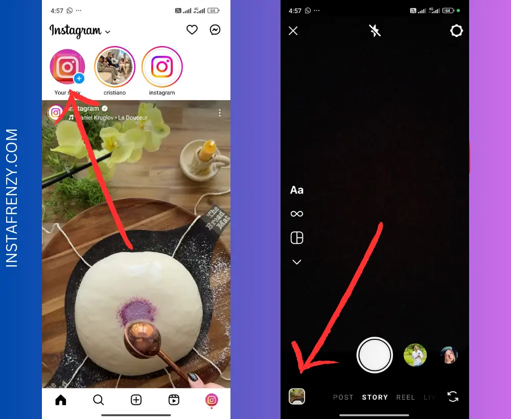 make a slideshow on instagram story Step1